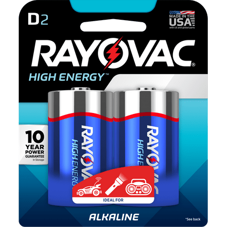 Rayovac High Energy Alkaline D Batteries, 2 Count
