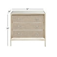 thumbnail image 4 of DecMode 32" x 32" Beige Wooden Upholstered Front Panel 3 Drawer Chest with Mirrored Top and Ring Handles, 1-Piece, 4 of 14