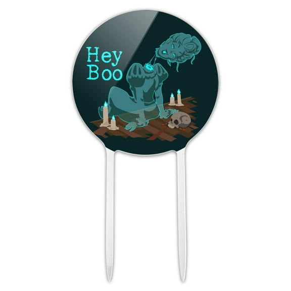 Acrylic Hey Boo Victorian Headless Ghost Woman Cake Topper Party Decoration for Wedding Anniversary Birthday Graduation