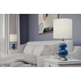 thumbnail image 3 of 21" Sapphire Blue Wrinkle Glass Accent Lamp w/ Brushed Nickel Accents & White Linen Shade (Set of 2), 3 of 9