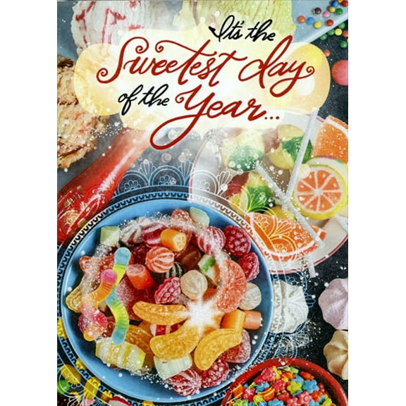 Designer Greetings Sweetest Day Of The Year : Assorted Candies in Blue Bowl Sweetest Day Card
