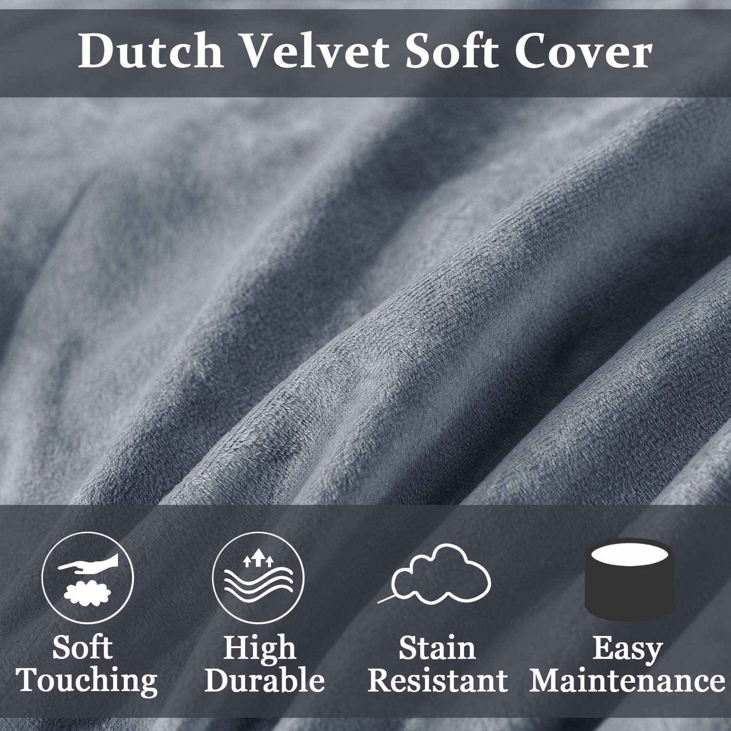 KINMEROOM 3.5~4ft Luxury Velvet Memory Foam Bean Bag Chair for Teenagers & Adults | Gray