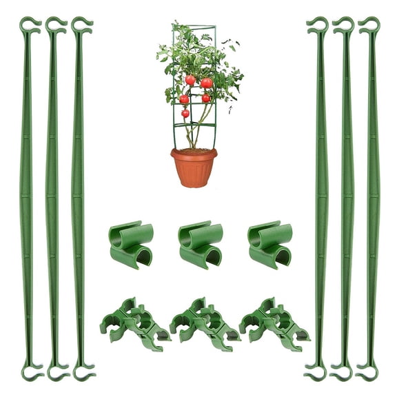 Stake Arms for Tomato Cage Gardening Tool Sets Include 20 Pcs Garden Support Stake and Universal Flower Rattan Plastic Buckles Connector for Tomato Cage Attach Plant Stakes DIY
