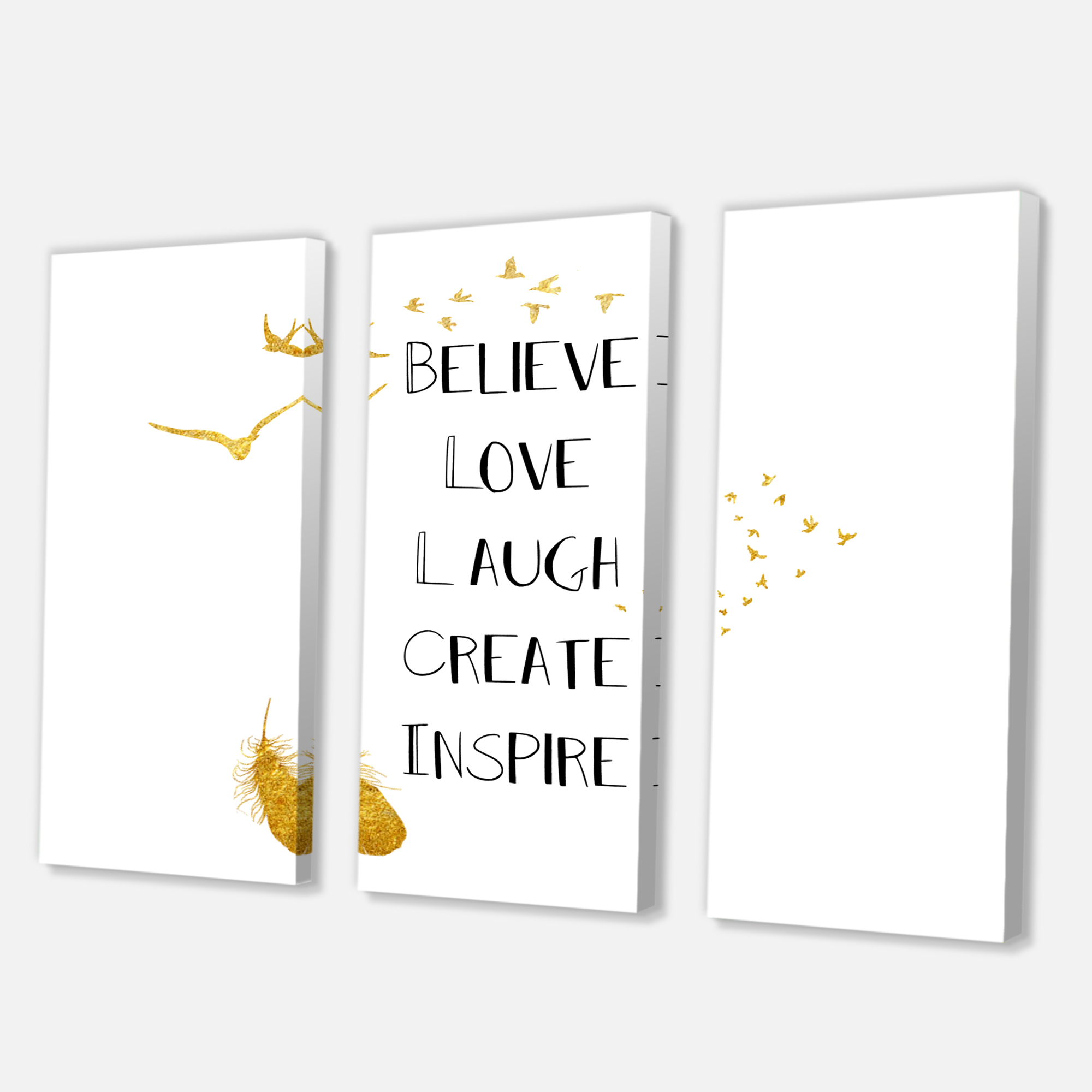 Designart ' Inspirational Quote On Gold and White ' Traditional Canvas Wall Art Print