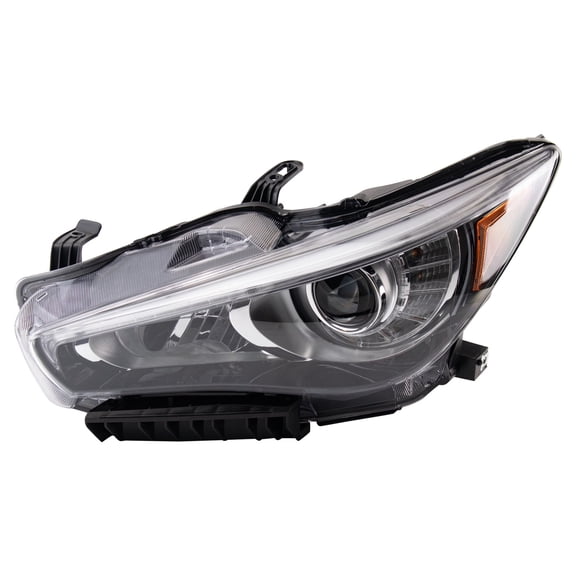 TRQ Driver Side Headlight Assembly LED Fits 2014-2017 INFINITI Q50 Without Adaptive Headlights IN2502157
