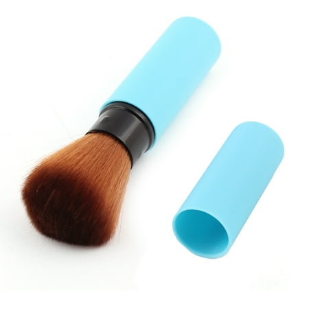 Retractable Face Brush - Unique Bargains Woman Comestic Makeup Retractable Blush Brush Face Powder Beauty Tool Blue