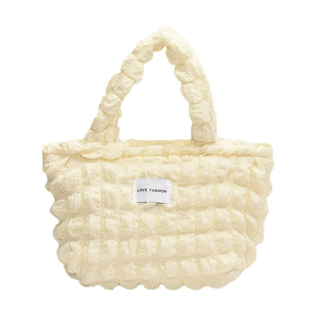 Bolso de mano para mujer, moderno, suave, informal, dulce, de gran capacidad, tipo hobo blanco