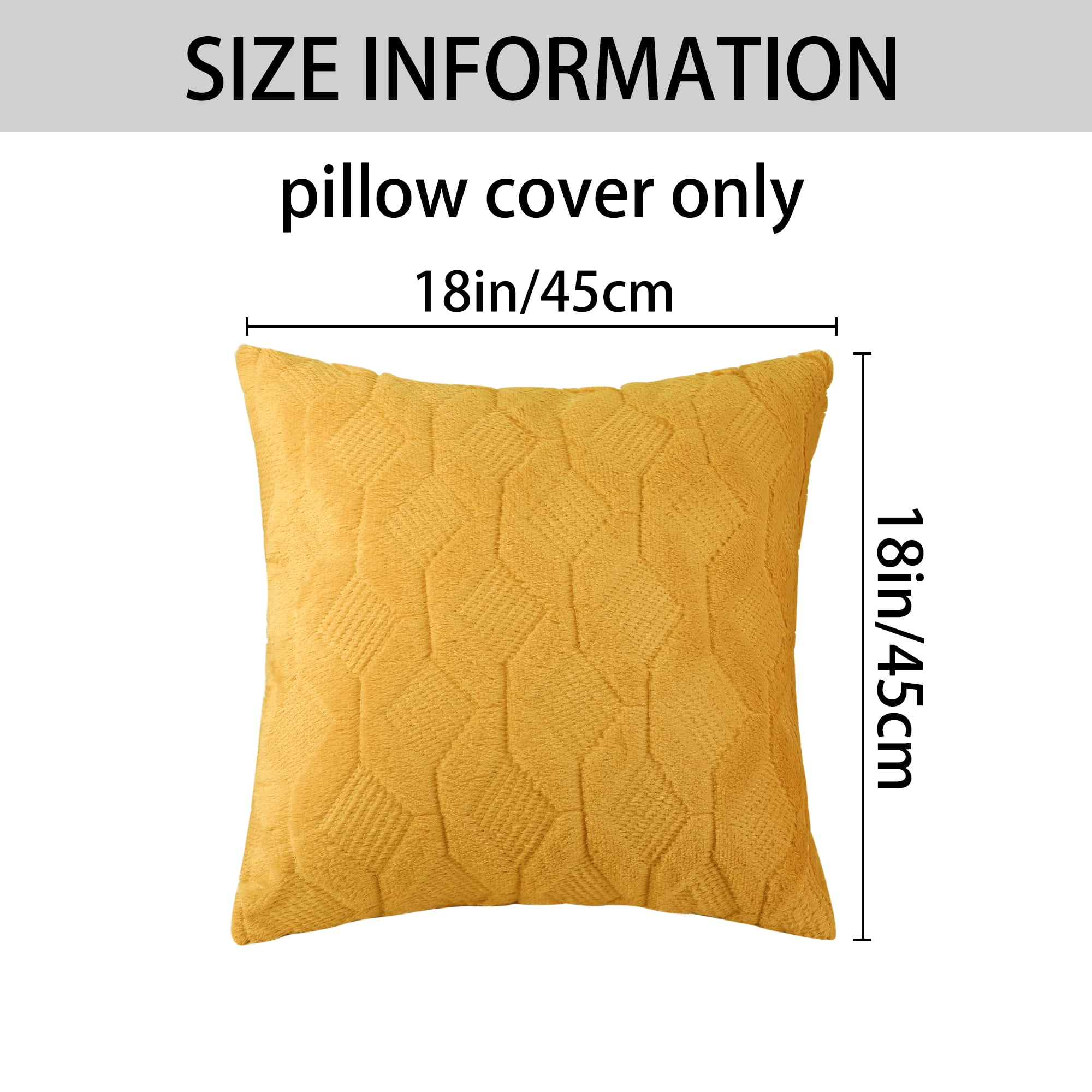 Unique Bargains 4 Pcs Solid Soft Short Plush Pillow Covers Home Decor Yellow 12" x 20"/18" x 18"