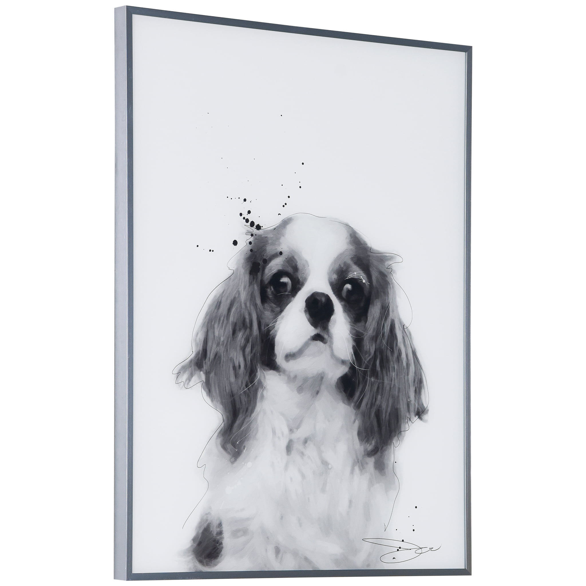 Empire Art Direct Saint Bernard Black and White Pet Paintings on Reverse  Printed Glass Framed Dog Wall Art, 24 x 18 x 1, Ready to Hang 