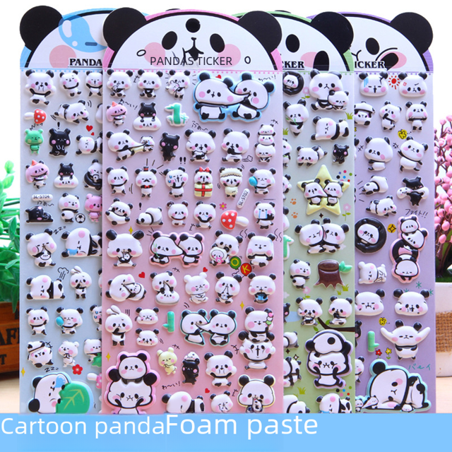 Pegatinas de burbujas de PVC tridimensionales con forma de panda de Shanle SL-ST, pegatinas para niños, pegatinas de recompensa para niños de jardín de infantes