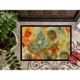 thumbnail image 3 of Abstract Flowers Teal and orange Door Mat, 3 of 4