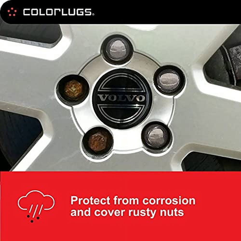 ColorLugs Vinyl Lug Nut Cover | Black | Flexible Fit Wheel Lug Nut Cap | Fits 21-23 mm | Pack of 20 | Includes Deluxe Extractor | Made in The USA