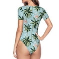 thumbnail image 4 of The Xecao Flamingos And Palms Women's Crew Neck Body Suit, a short-sleeved bodysuit and basic swimsuit, both comfort and style for dating and daily life, 4 of 9