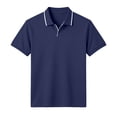 thumbnail image 4 of Ceisia Men's Solid Color Short Sleeve Polo Shirt With Contrast Collar Trim Light Blue XXXL Gift, 4 of 8