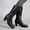 Black, variant on Bnwani Women Boots Footwear Winter Fashion Toe Square Zipper High-Heel Thick Chunky High Mid-Calf Casual Solid Boot Black Size 5