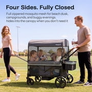 HARPPA Foldable Wagon Stroller for 4 Kids with 5-Point Harness,Canopy,Gray