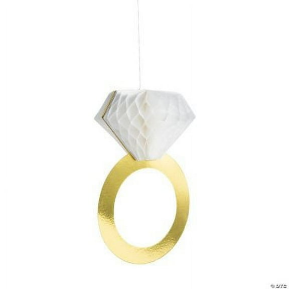 Diamond Ring Hanging Honeycomb Decorations, Wedding, Party Decor, 4 Pieces