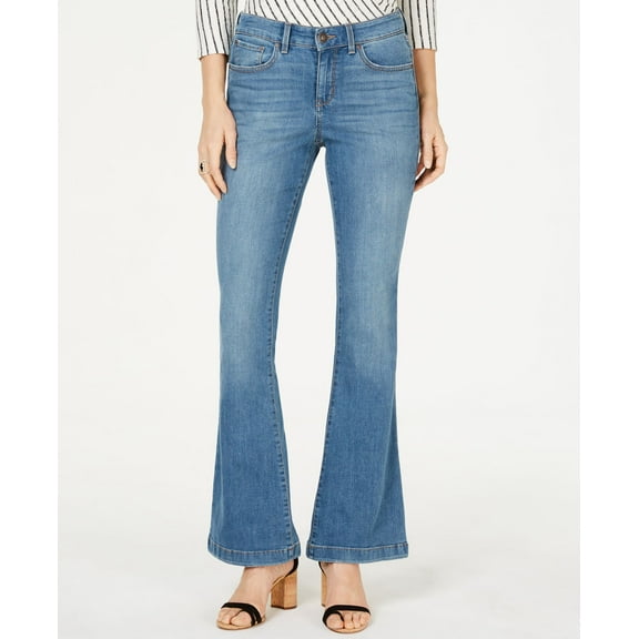 INC International Concepts Curvy Flare Leg Jeans Galveston Wash 12