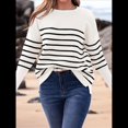 thumbnail image 4 of Suéter de Otoño 2025 para Mujer, Jersey de Punto Acanalado de Larga, Holgado, Cuello Redondo, Murciélago, Suéter Dividido. Color y Negro XL, 4 of 9
