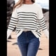 thumbnail image 4 of Suéter de Otoño 2025 para Mujer, Jersey de Punto Acanalado de Larga, Holgado, Cuello Redondo, Murciélago, Suéter Dividido. Color y Negro XL, 4 of 9