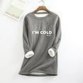 thumbnail image 2 of Jinhomg Winter Sherpa Sweatshirt for Women Trendy Letter Print Crew Neck Loungewear Tops Soft Cozy Thick Fleece Lined Thermal Pullover Dark Gray S, 2 of 6
