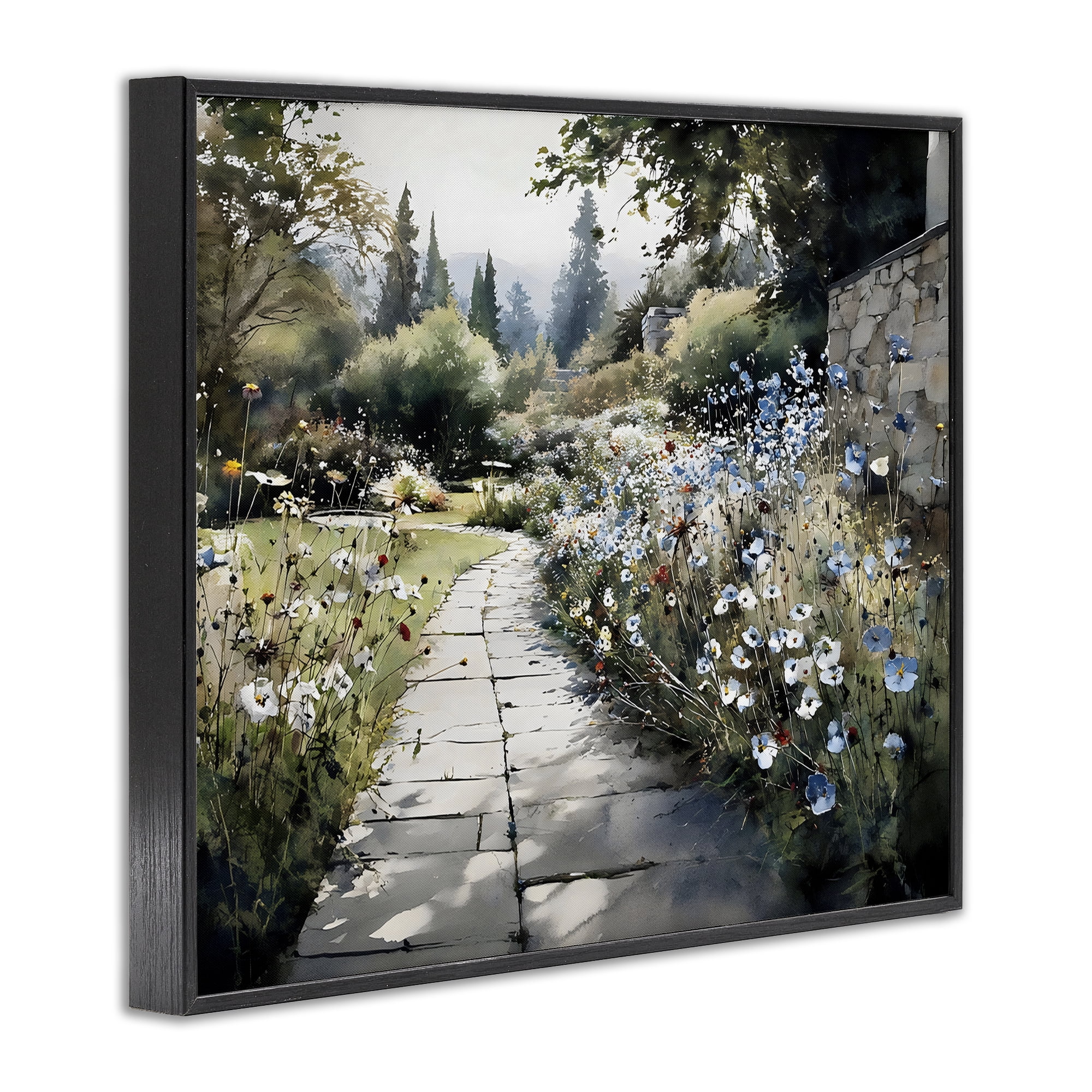 Stupell Industries Garden Pathway in Summer Light Black Framed Giclee Art, design by Franklyn Gregory