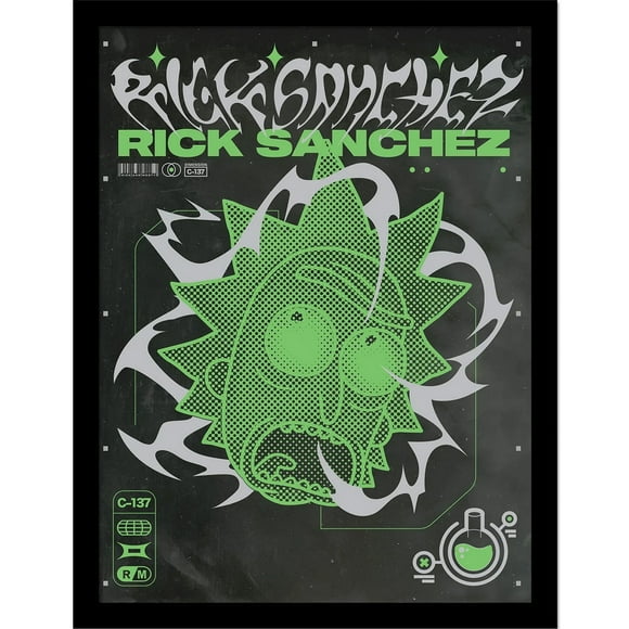 Rick And Morty 90S Rave Rickvival Rick Framed Poster