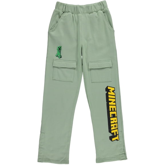 Minecraft Boys Adaptive Cargo Jogger Sweatpants Gaming Clothing Little and Big Boys Sizes XS-XL Navy Heather