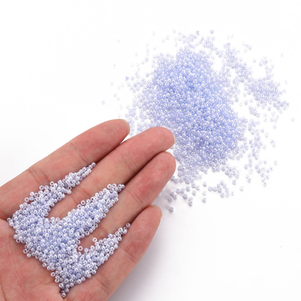 1pound 12/0 Imitation Glass Seed Beads Opaque Colours Rainbow Round Light Steel Blue 2x1.5mm Hole: 1mm about 40000pcs/Pound