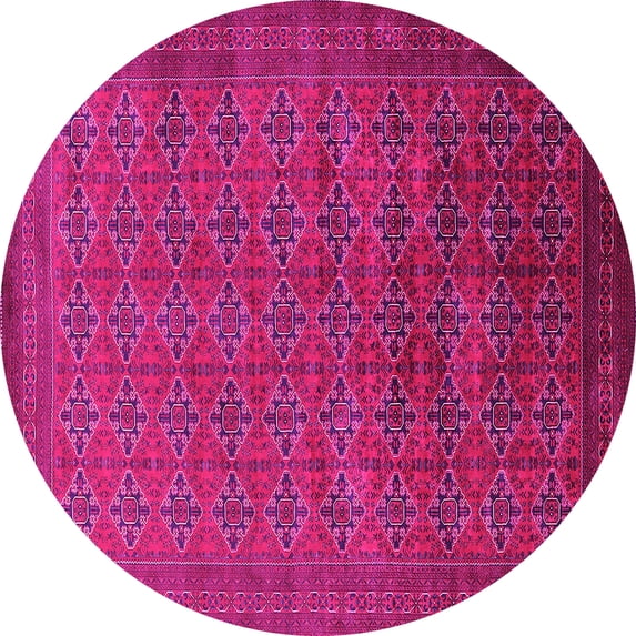 Ahgly Company Indoor Round Oriental Pink Industrial Area Rugs, 4' Round