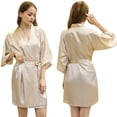 thumbnail image 6 of LYMAYTER Kimono Robe for Women Summer Solid Color Short Robe Fashion Satin Cozy Sleepwear Bathrobe S-3XL, 6 of 8
