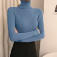 thumbnail image 2 of Razzly Women's Outfit Thermal Underwear Top for Women Cozy Autumn Winter Long Sleeve Turtleneck Knit Shirt Ideal Layer(Blue,One Size), 2 of 4
