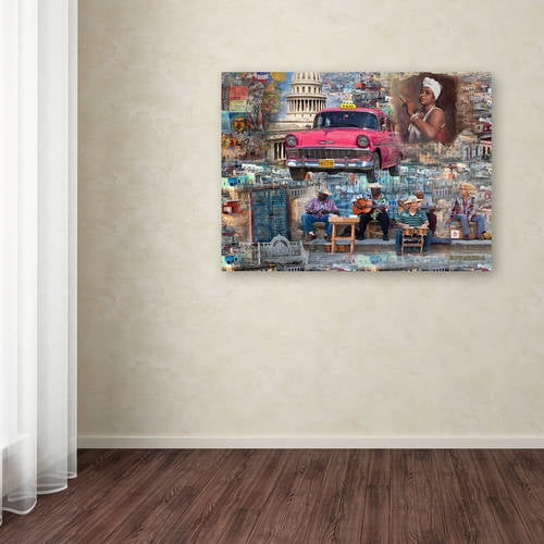 Trademark Fine Art "Pink Chevy in Havana" Canvas Art by Alberto Lopez