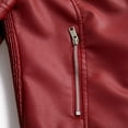 thumbnail image 4 of Previn Women's Faux Leather Jacket Motorcycle Long Sleeve Thick Fitted Outerwear Winter PU Coat Biker Moto Short Snow Fashion Burgundy Large, 4 of 5