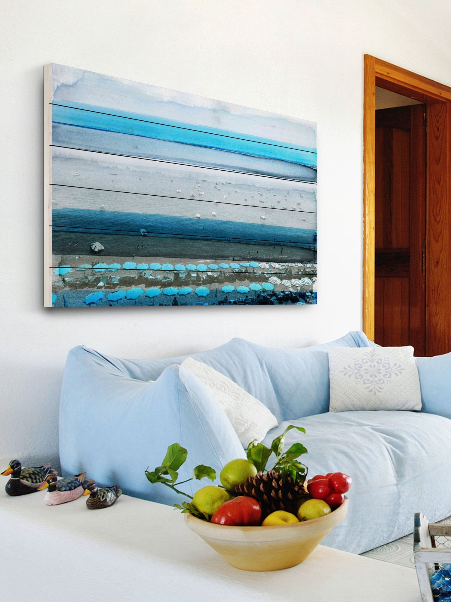 Parvez Taj Spiagga White Wood Wall Art