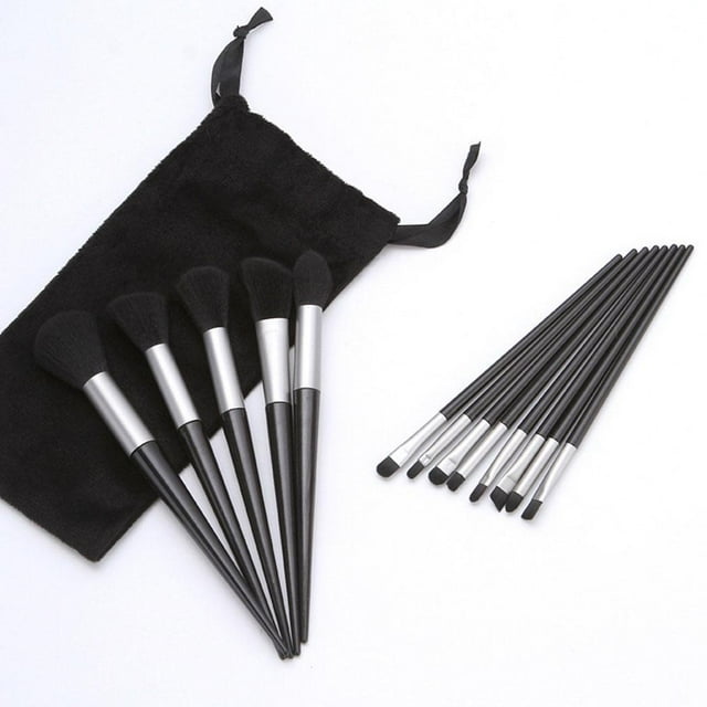 13-Piece Professional Makeup Brush Set For Foundation Blush And Eyeliner Long Handle Synthetic Fiber
