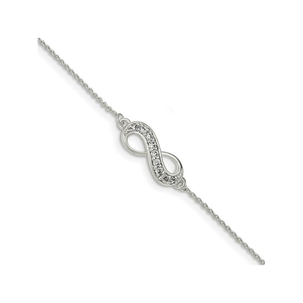 925 Sterling Silver CZ w/.25 ext Infinity Bracelet