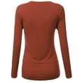 thumbnail image 3 of Emmalise Women's Plain Basic Cotton Spandex Scoop Neck Long Sleeve T Shirt -Rust, 1XL, 3 of 3