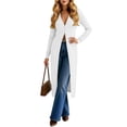 thumbnail image 6 of Feancey Long Cardigans for Women Lightweight Knit Dusters V Neck Button Up Sweaters Solid Color Fashion Jackets Elegant Office Work Jacket White M, 6 of 8