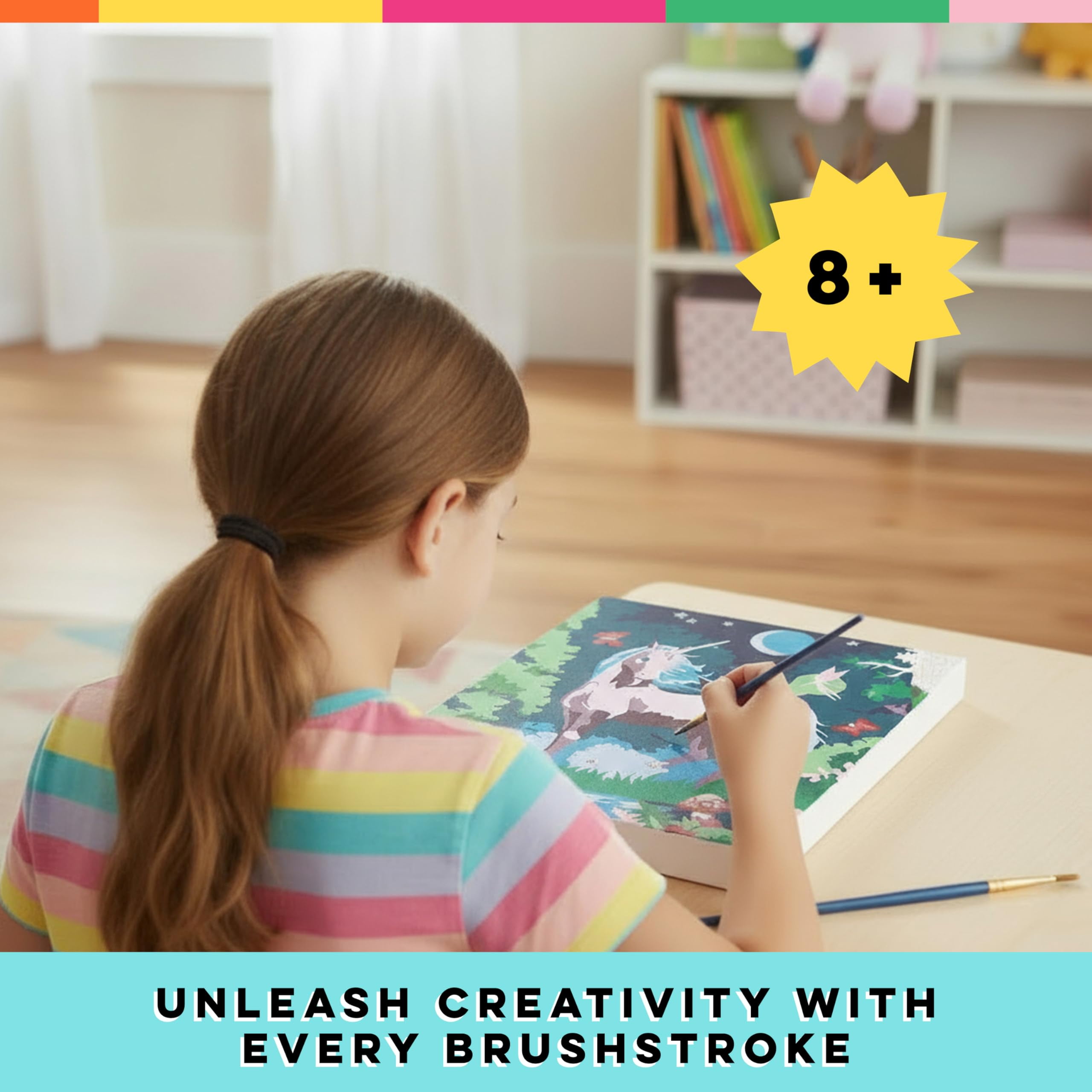 Bright Stripes iHeartArt Paint By Number Kit - Moonlit Unicorn