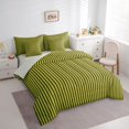 thumbnail image 2 of Castle Fairy Abstract Vertical Line King Bedding 7pcs,Retro Thin Strip King Bed in a Bag,Olive Green Violet Purple,Reversible, 2 of 7