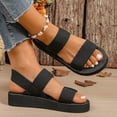 thumbnail image 6 of Pandaie Platform Flat Sandals for Women Elastic Band Summer Beach Shoes Comfortable Strappy Walking Slip on Sandal Black Size 8.5, 6 of 9