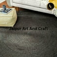 thumbnail image 2 of Jaipur Art And Craft Black Jute Hand Braided Round Area Rug Reversible Carpet For Bedroom and Living Room (2x2 Sq Ft), 2 of 9