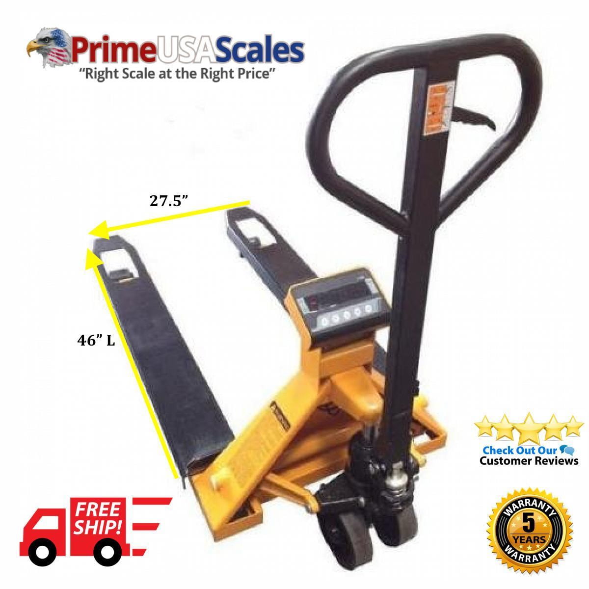 5 Year Warranty Pallet Jack with Built in Scale 2,500 lb x .5 lb