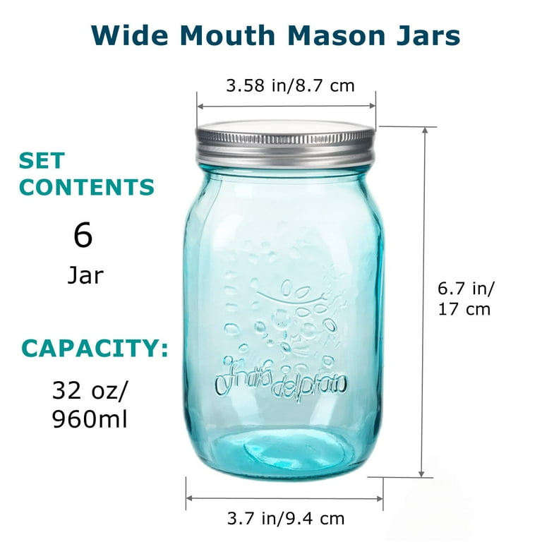 Amzcku 16 oz Colored Mason Jars with Lids,Regular Mouth Canning Jar, 6 Pack Multifunction Glass Container, for Storage, Canning, Pickling