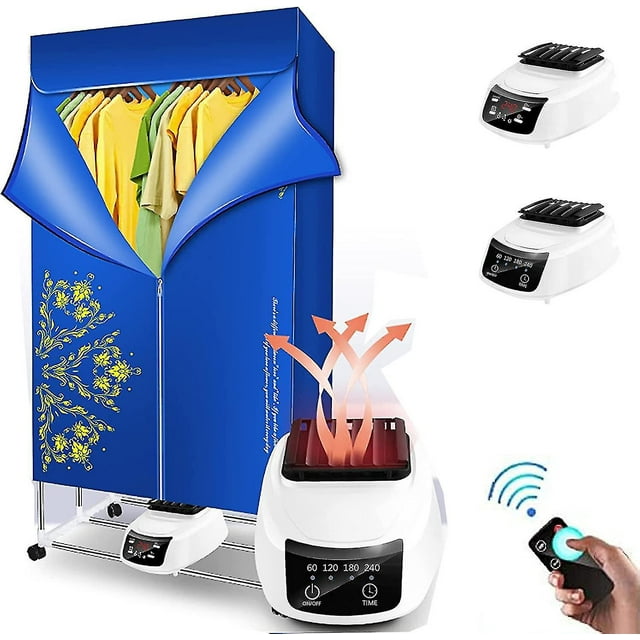 Secadora de ropa eléctrica, secadora de aire caliente eléctrica silenciosa portátil con control remoto temporizado, máquina de secado de ropa para el hogar