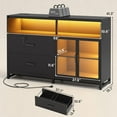 thumbnail image 2 of SEDETA 59" File Cabinet, 2 Drawers Filing Cabinets for Home Office fit Legal/Letter/A4 File, File Cabinet with Lock & Power Outlets, Printer Stand with Storage & LED Lights, Black, 2 of 9