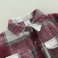 thumbnail image 6 of KOMOO Toddler Kids Flannel Plaid Shacket Jacket Long Sleeve Button Lapel Plaid Shirt Baby Coat with Pockets, 6 of 8