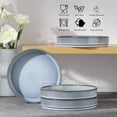 thumbnail image 5 of Vesteel Pasta Bowls Set of 4, 32oz Large Salad Bowls for Dinner Serving Soup, Ceramic Stoneware Pasta Plates with Textured Stripes, Microwave & Dishwasher Safe, Smoky Blue, 5 of 8