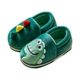 thumbnail image 3 of WUANDIXFA House Slippers Boys Toddler Boys Girls House Slippers Indoor Home Shoes Warm Slipper for Kids Baby Soft Winter Warm Walking Shoes Green,US 9.5, 3 of 7